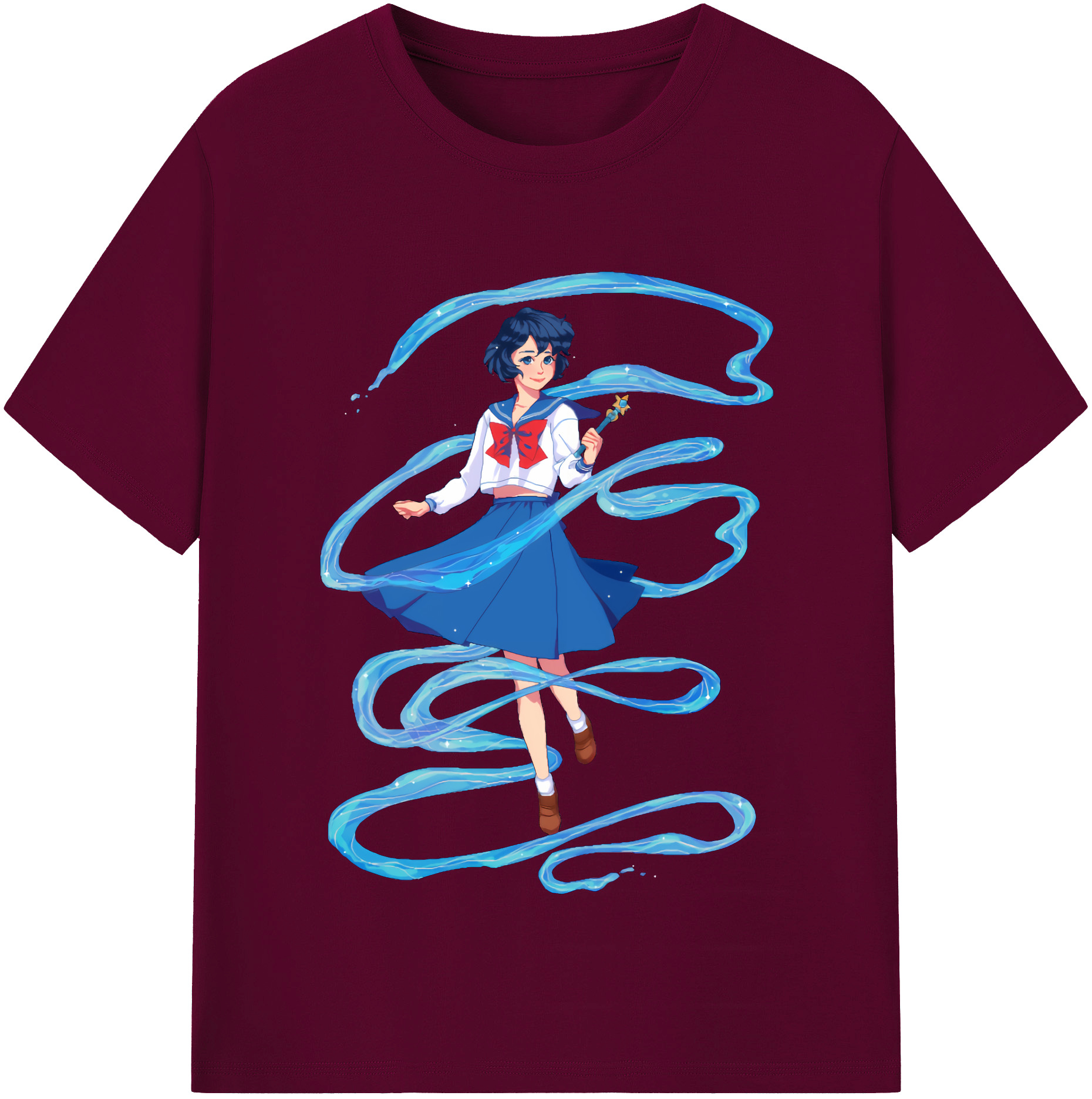 （画像用） 美少女戦士セーラームーン 水野 亜美 みずの あみ Sailor Moon Mizuno Ami レディースカジュアルプリントTシャツ（綿100％）